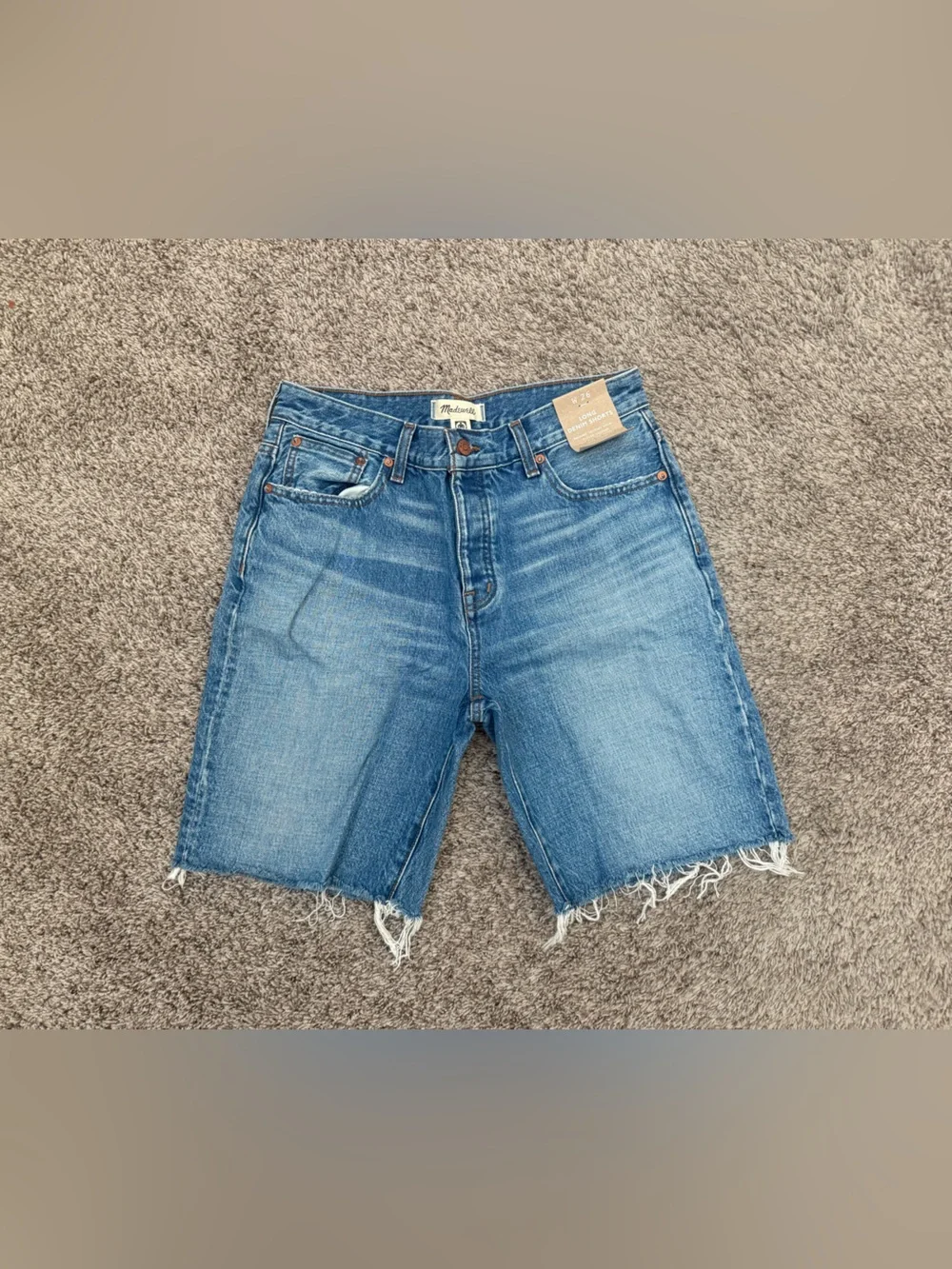 NWT Madewell Long Denim Shorts in Pedersen Wash